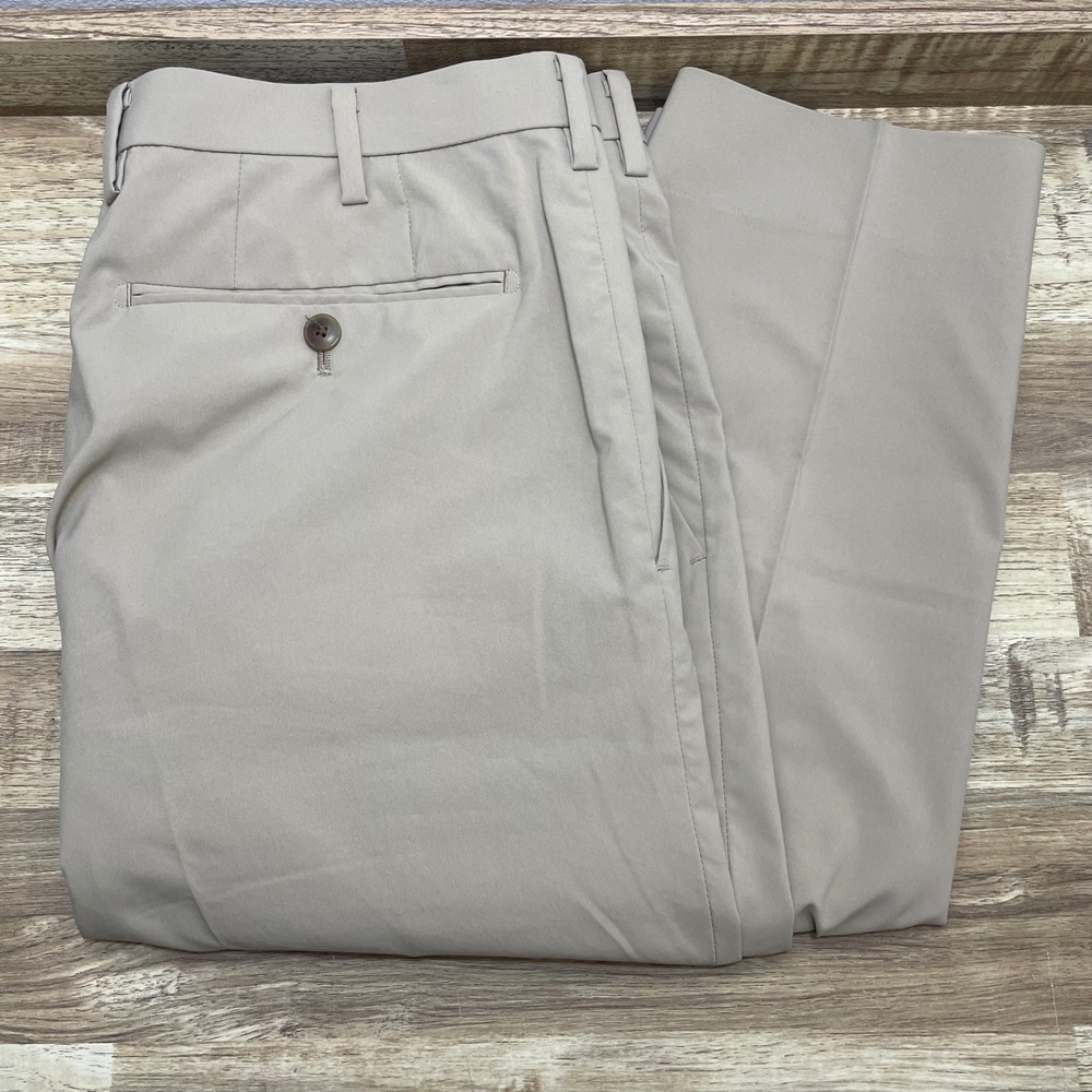 UNIQLO Stretch Polyester Slim Chino Pants Mens 34 Khaki 29" inseam‎ Performance